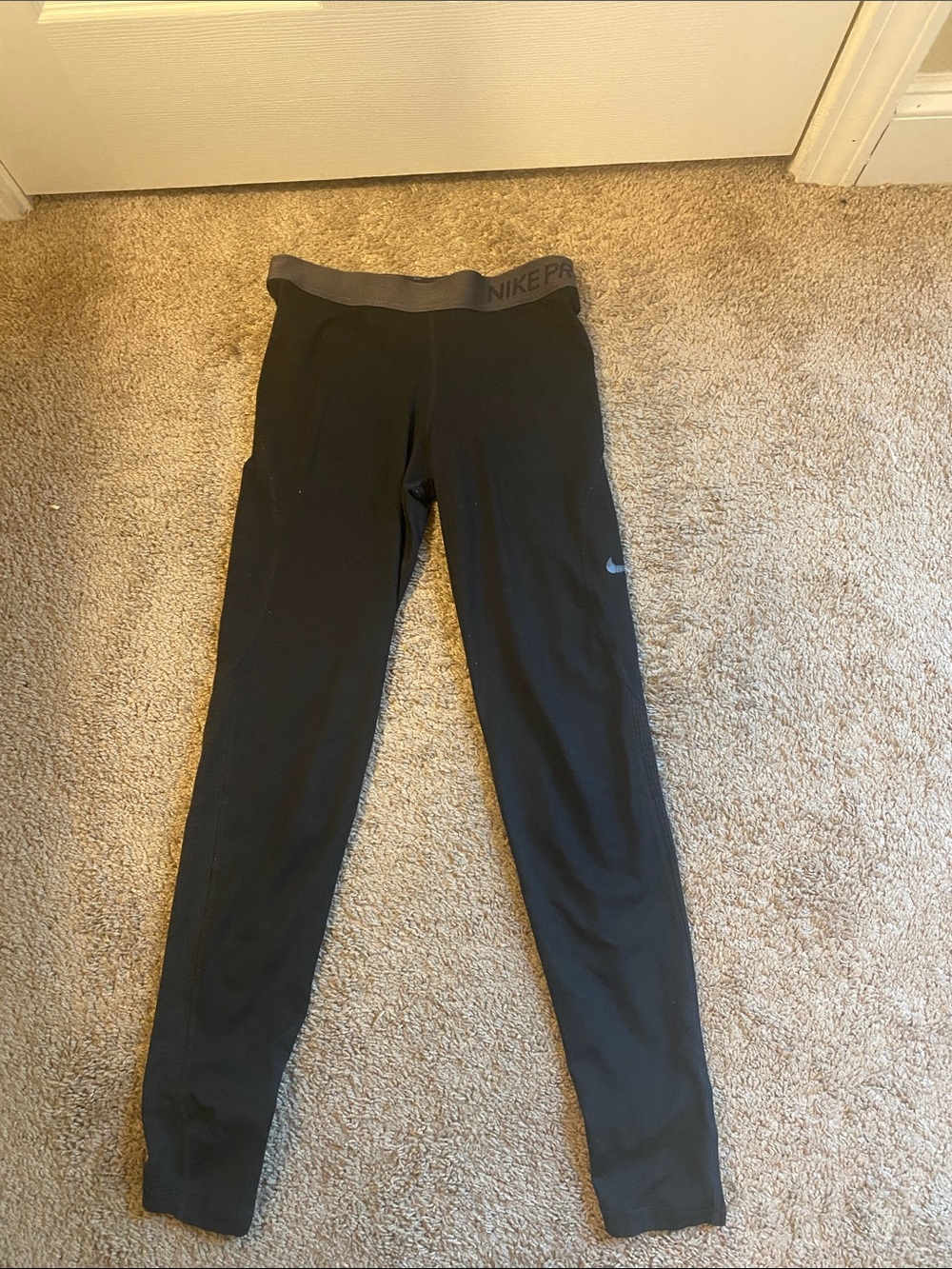 Nike Black Leggings with Gray Elastic Waistband